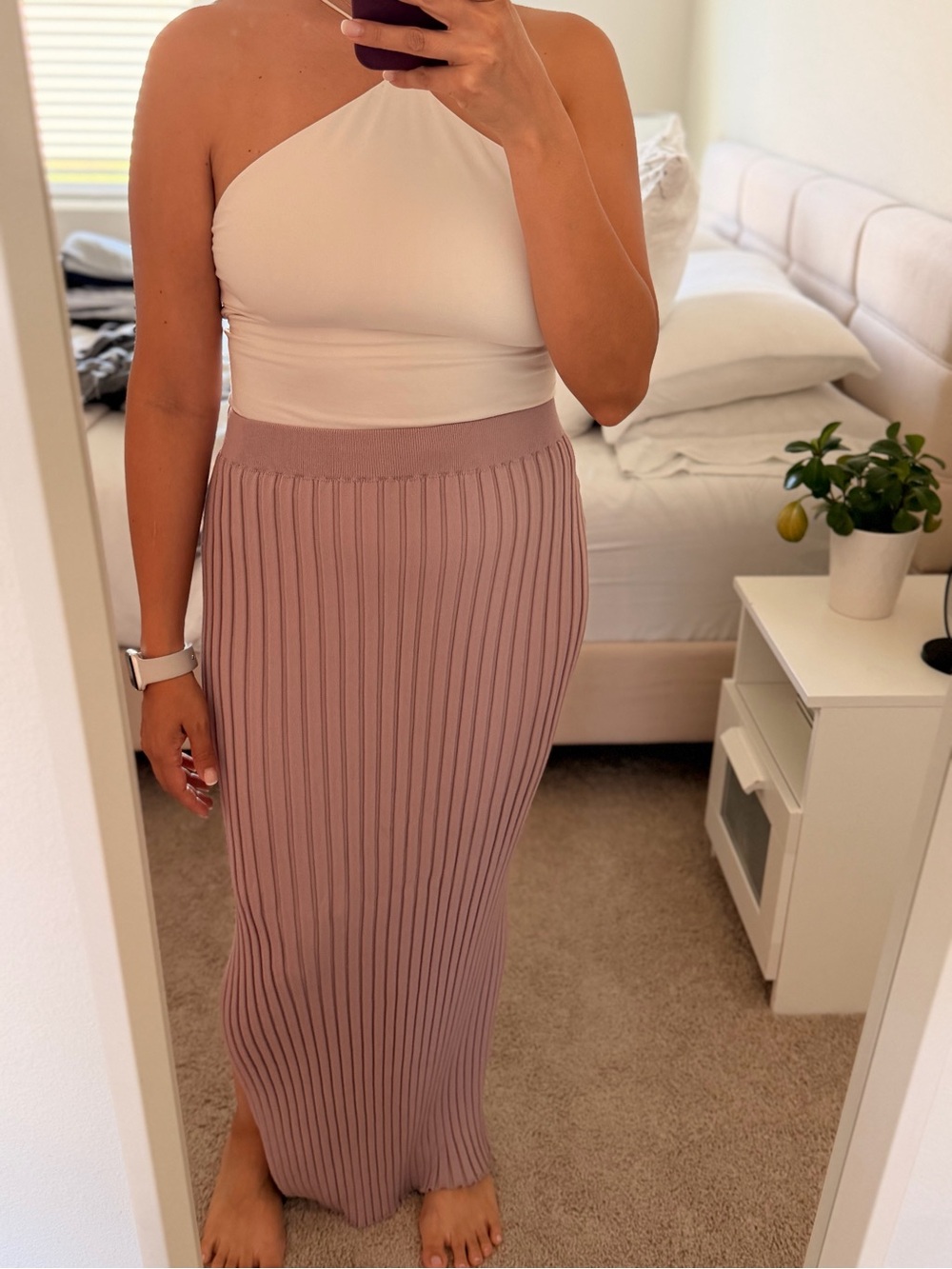 Heritage Ribbed Maxi Skirt in Mauve